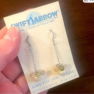 Sterling Silver Earrings with Yellow and Pink Beads